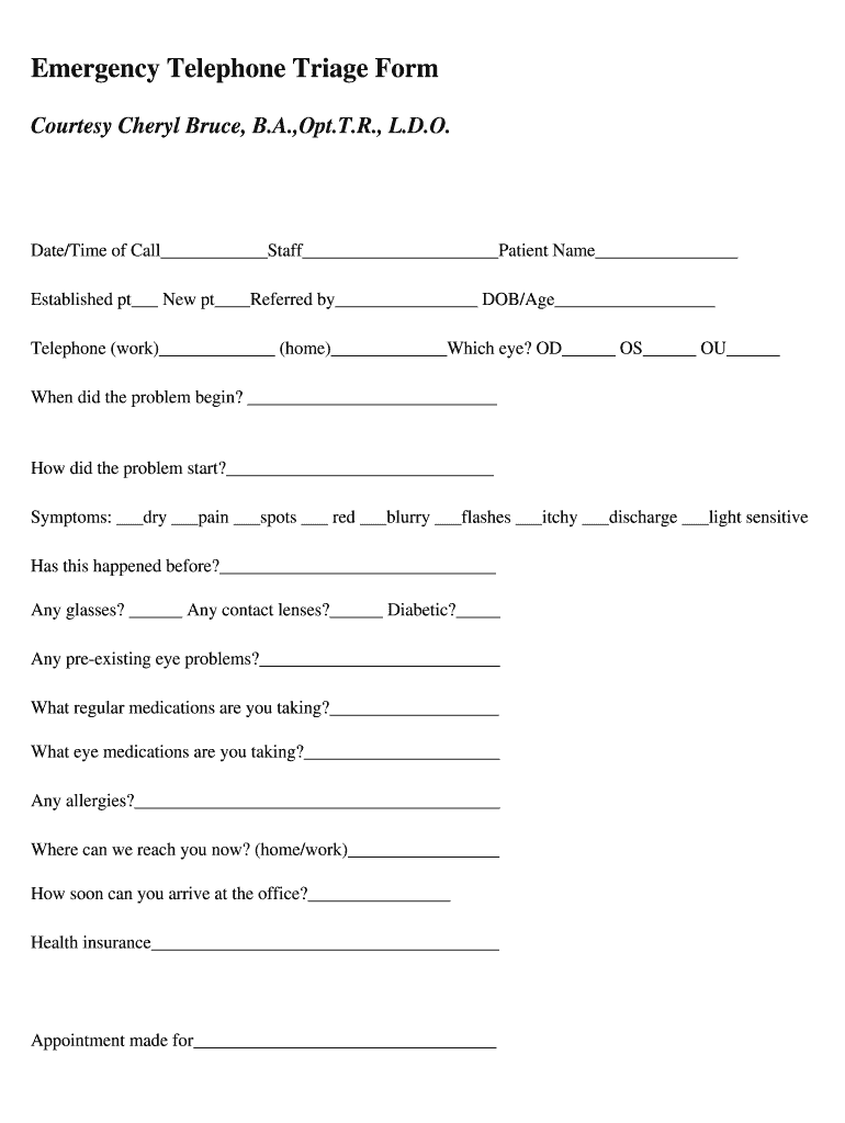 Cheat Sheet Nursing Telephone Triage Template Fill Out amp Sign 
