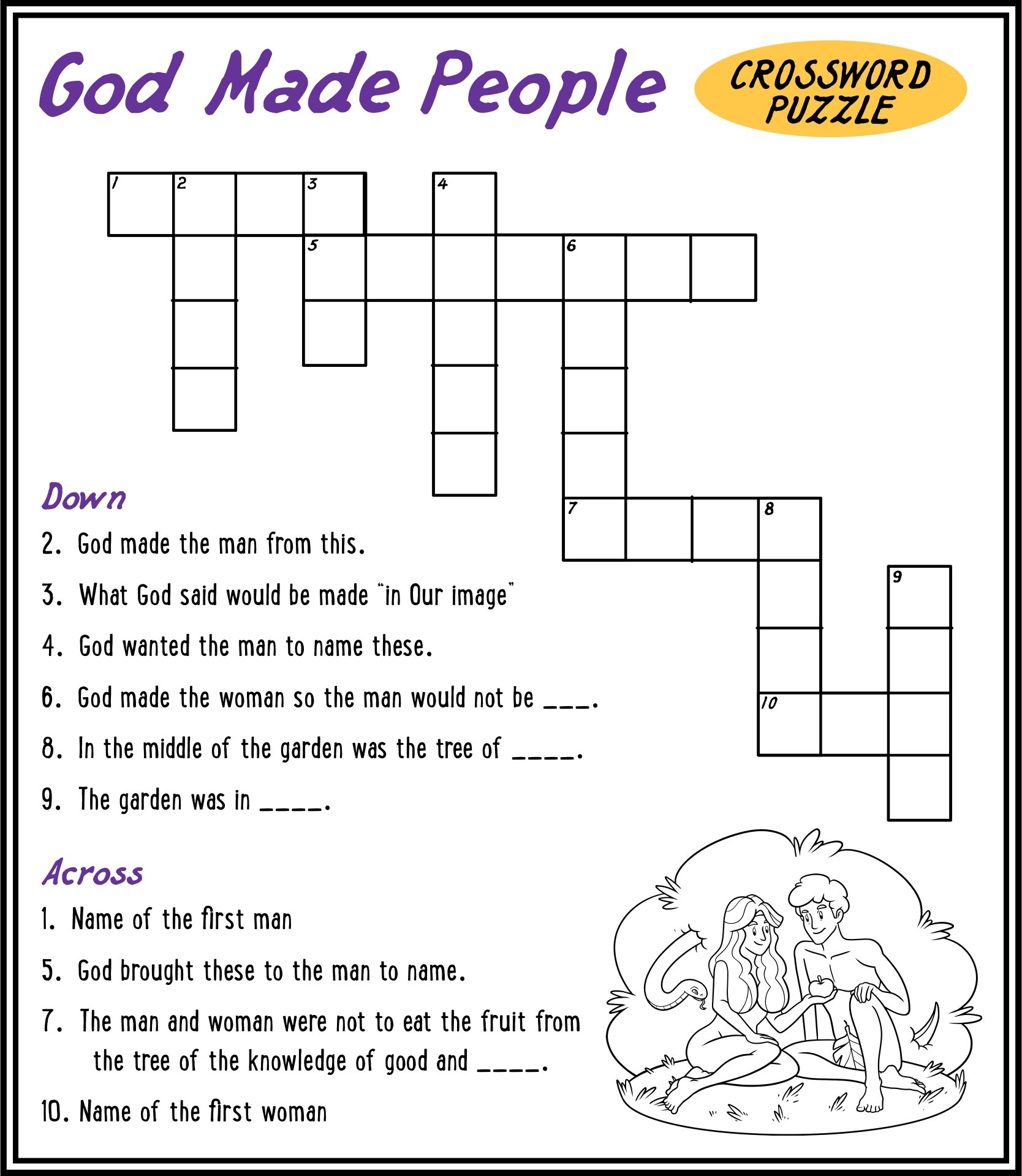 Religion Based Crossword Printable