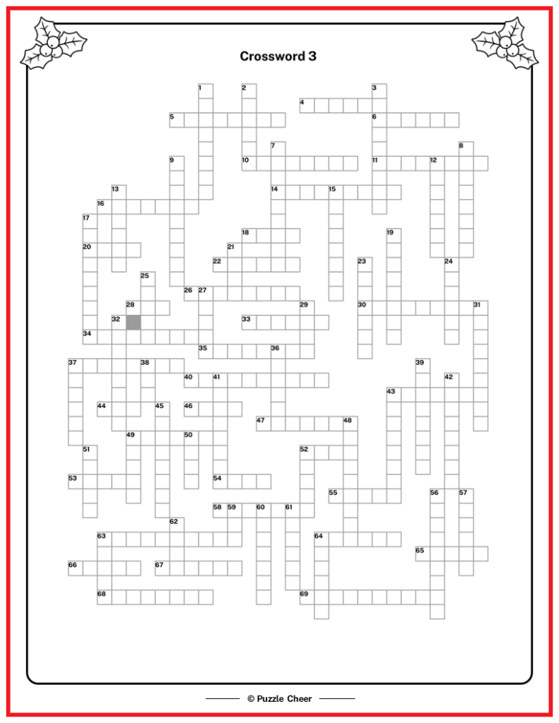 Christmas Crossword Puzzles Free Printable
