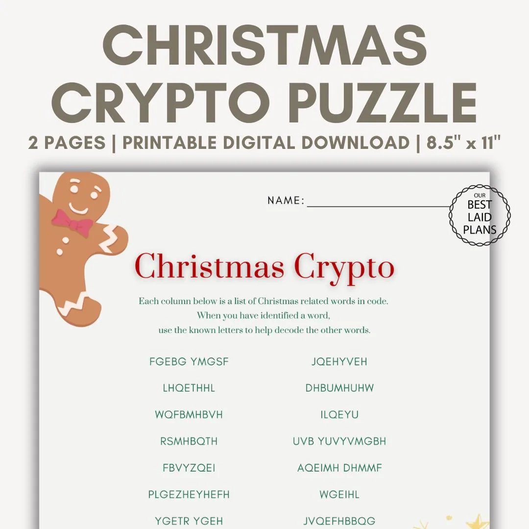 Christmas Puzzle Printable PDF Christmas Cryptograms Christmas 