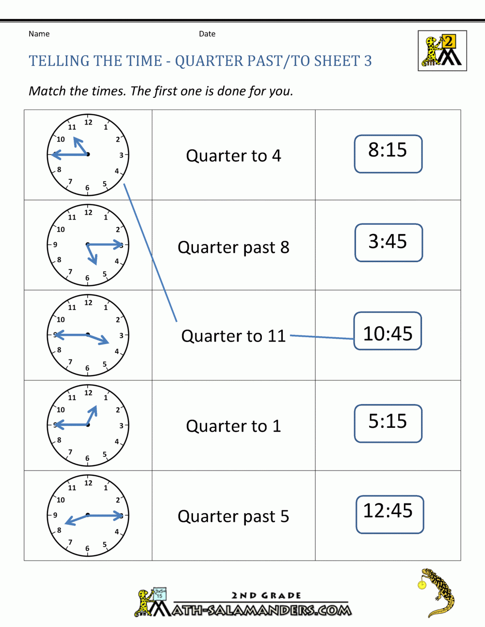 Clock Worksheets Quarter Past And Quarter To