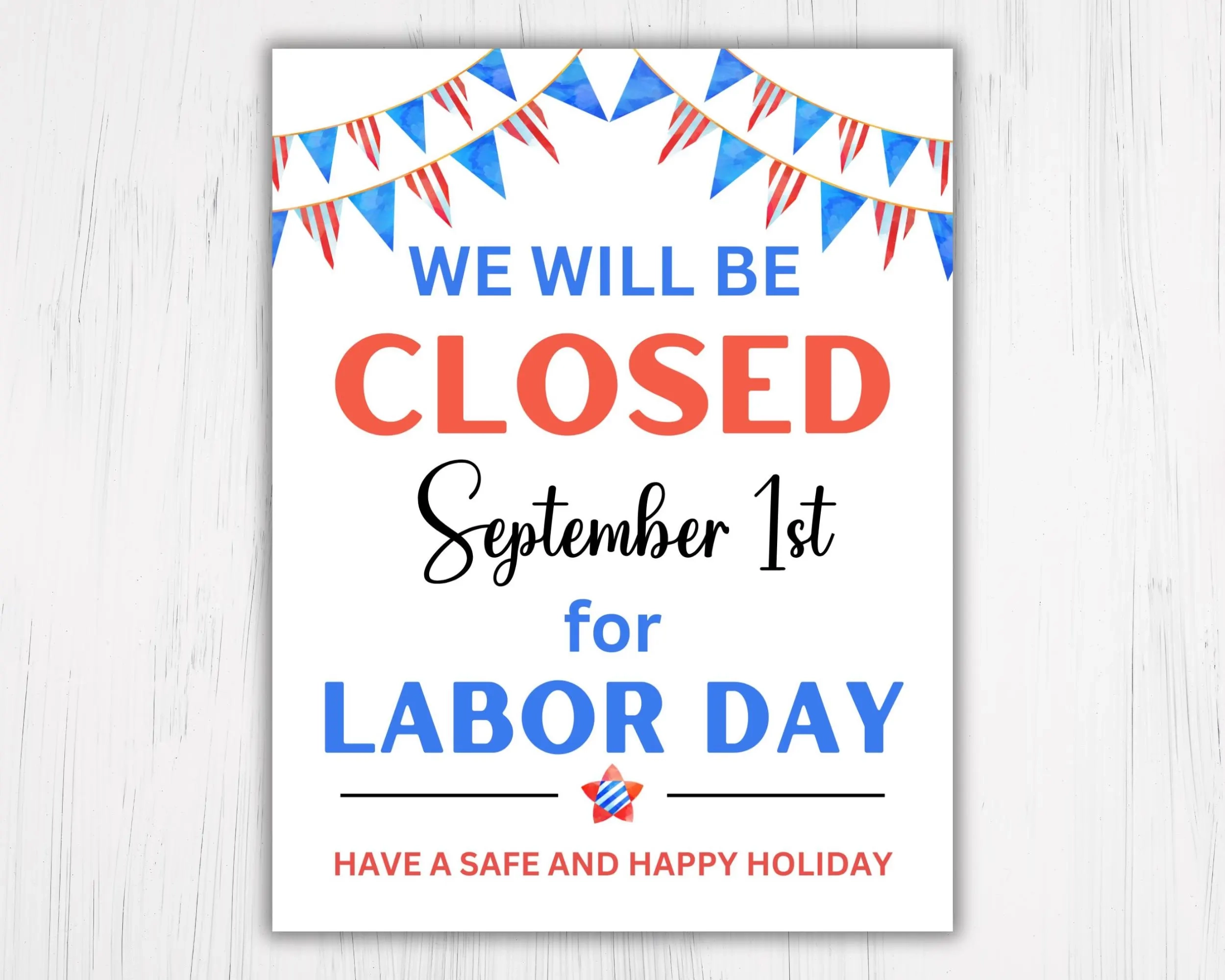 Free Printable Labor Day Closed Sign Template