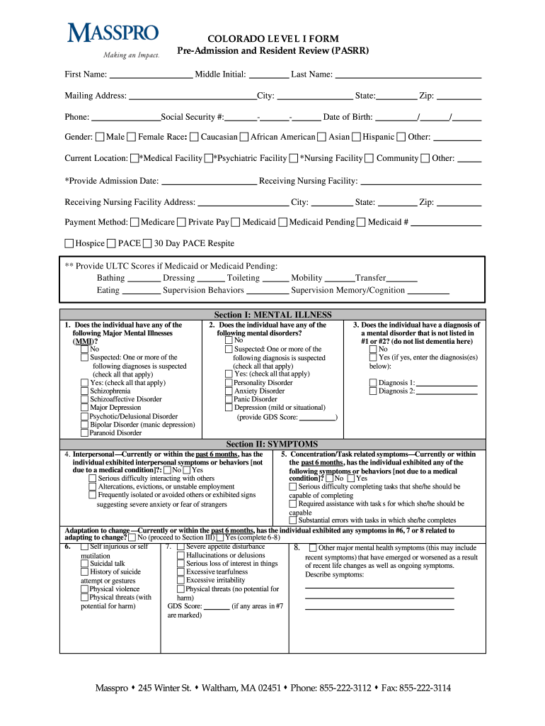 Pasrr Level 1 Form Nj