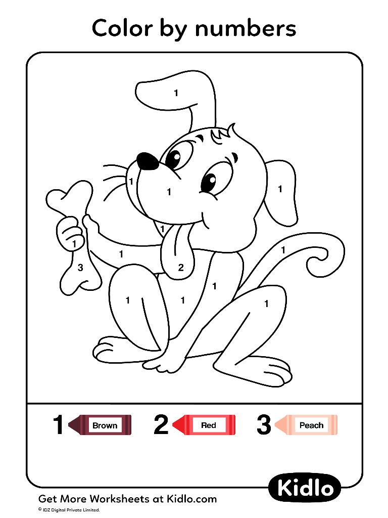 Color By Numbers Dogs Worksheet 04 Kidlo