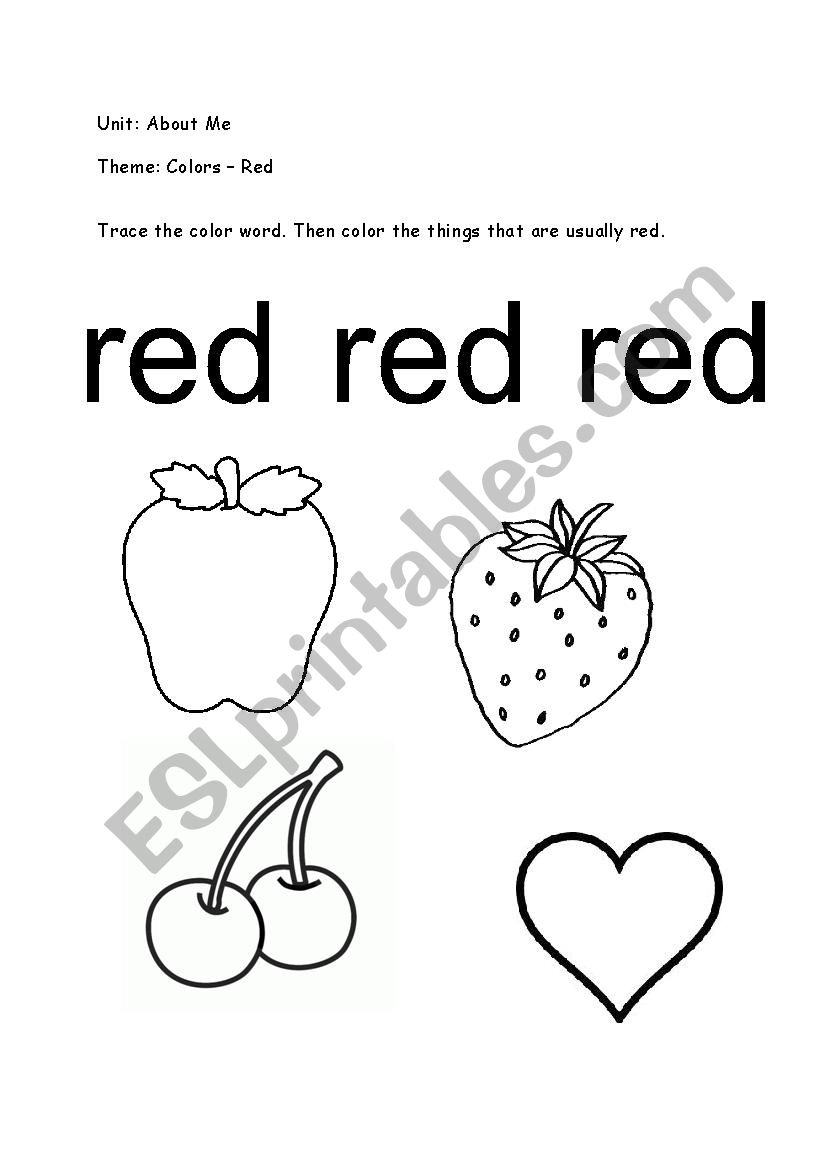 The Color Red Worksheet