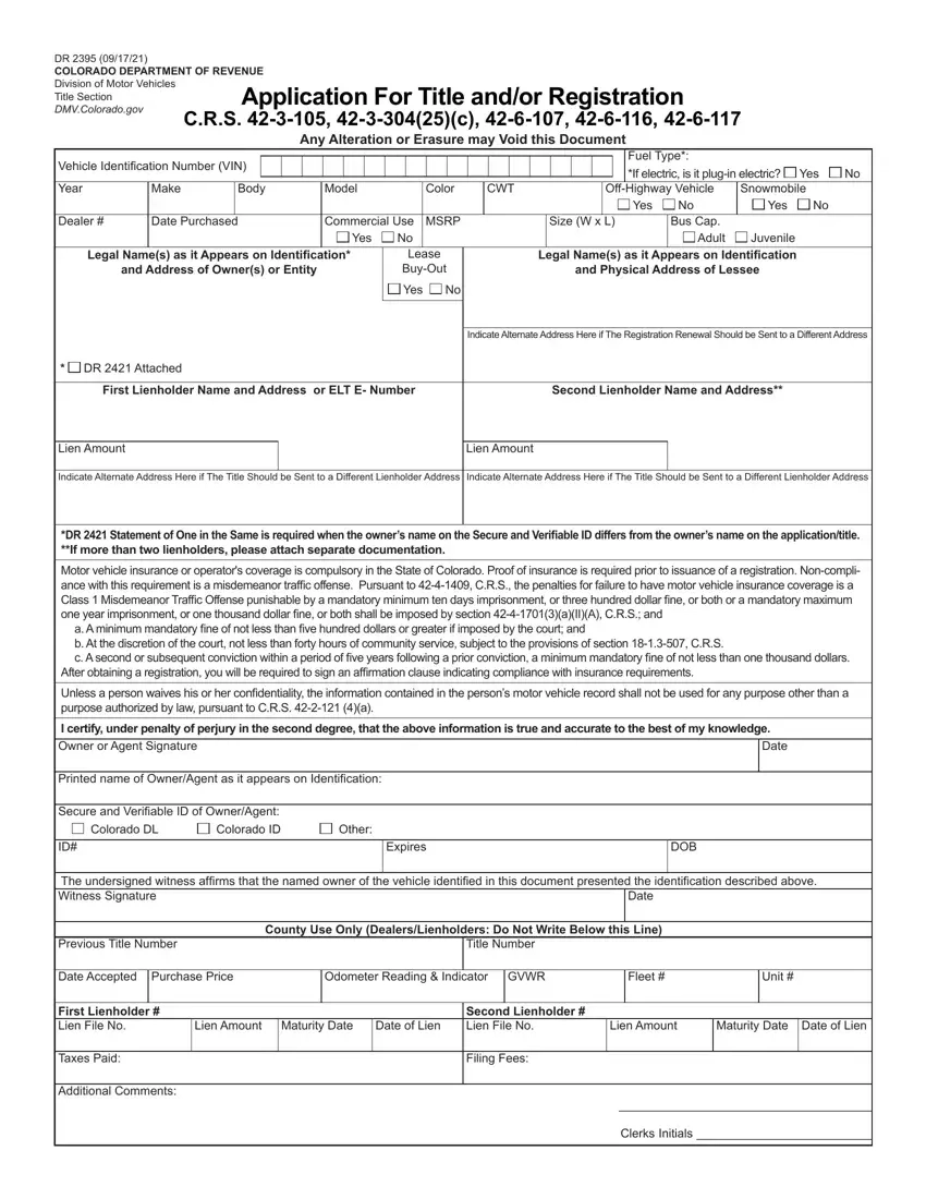 Colorado Dr 2395 Form Fill Out Printable PDF Forms