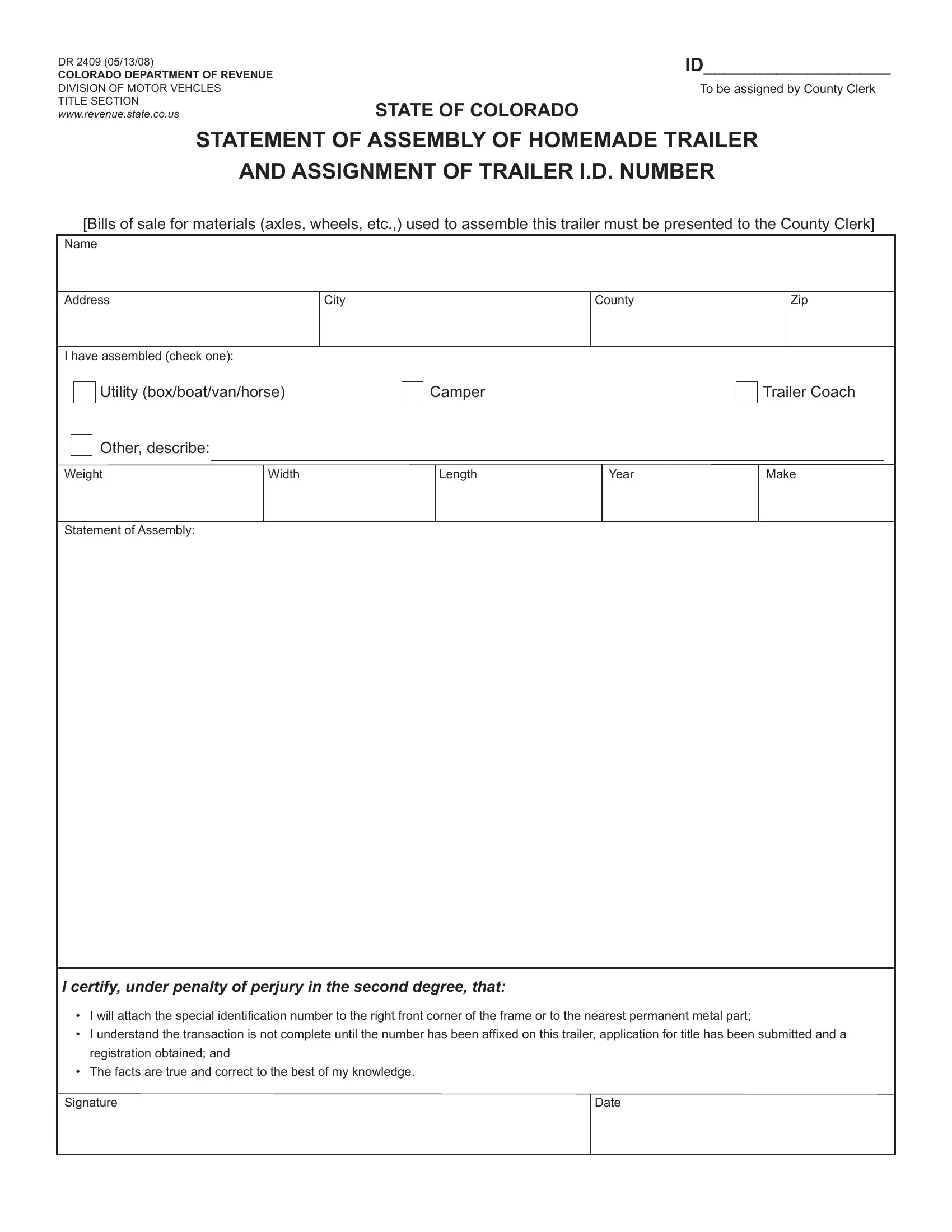 Colorado Forms By Number