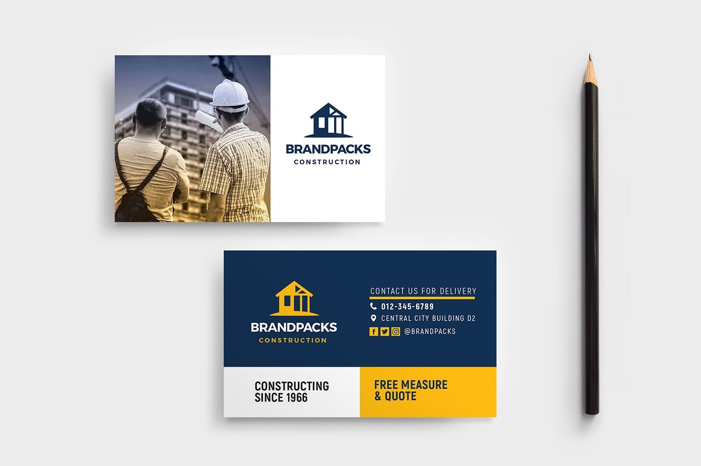 Construction Company Business Card Template In PSD Ai amp Vector BrandPacks