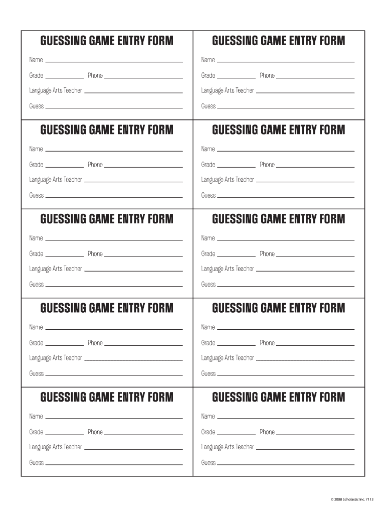 Contest Entry Form Fill Online Printable Fillable Blank 