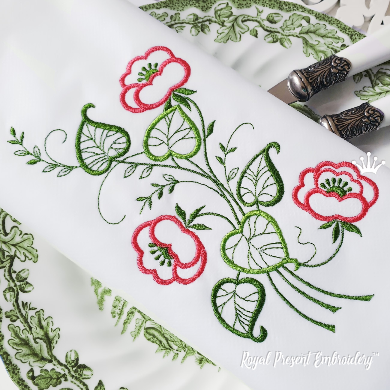 Contour Flowers Free Royal Present Embroidery