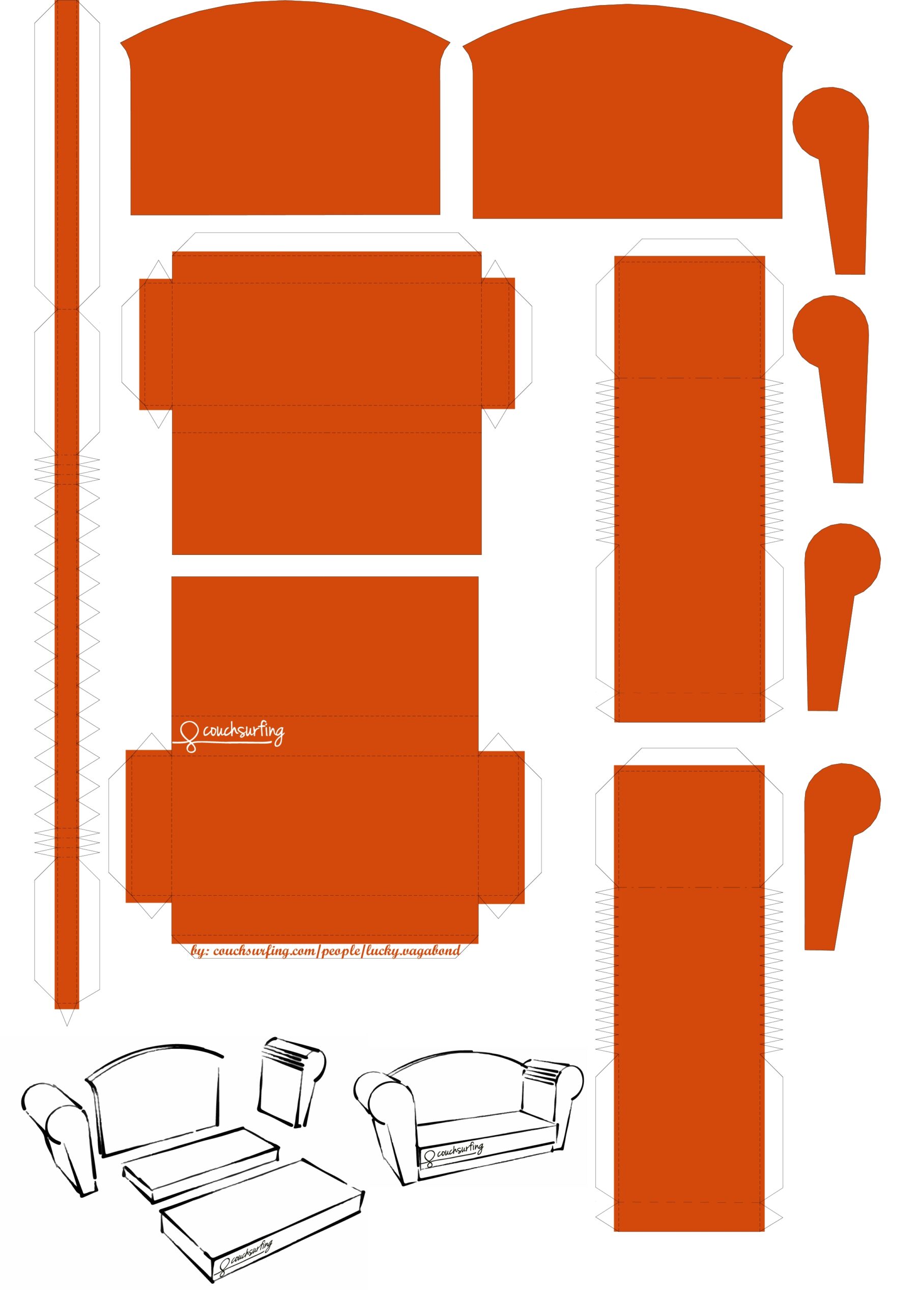 CouchSurfing Template Paper Model By LuckyVagabond On DeviantArt