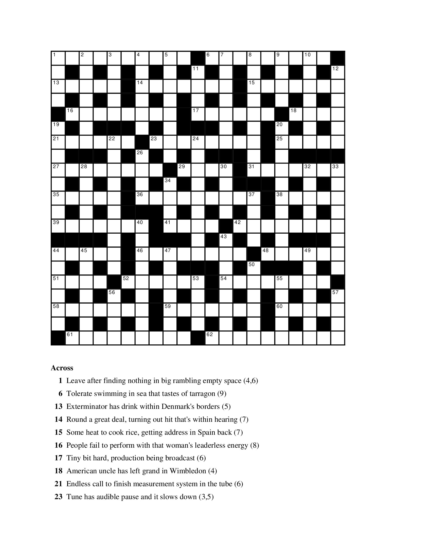 Printable Hard Crossword Puzzles