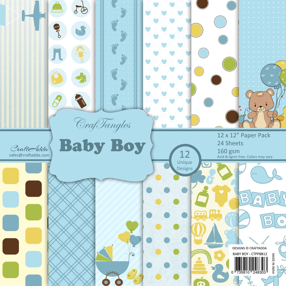 CrafTangles Scrapbook Paper Pack Baby Boy 12 x12 CrafTangles Art amp Craft Supplies With Love From India