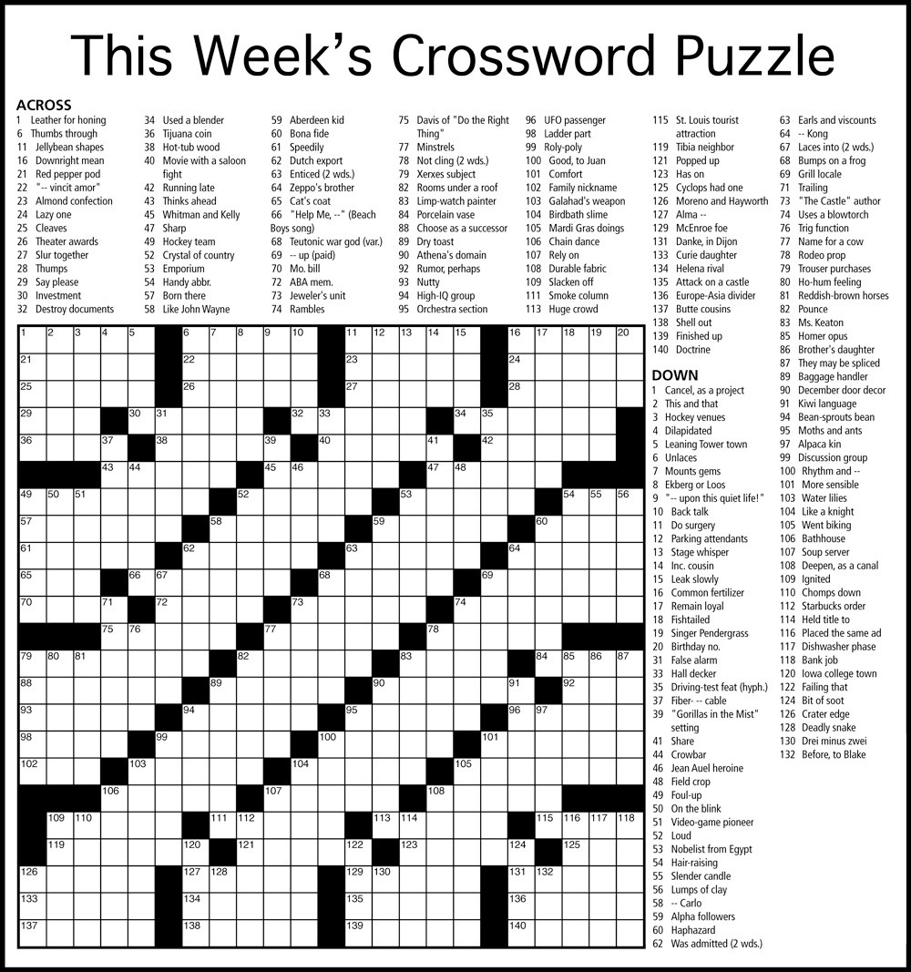 Crossword Printables For Adults