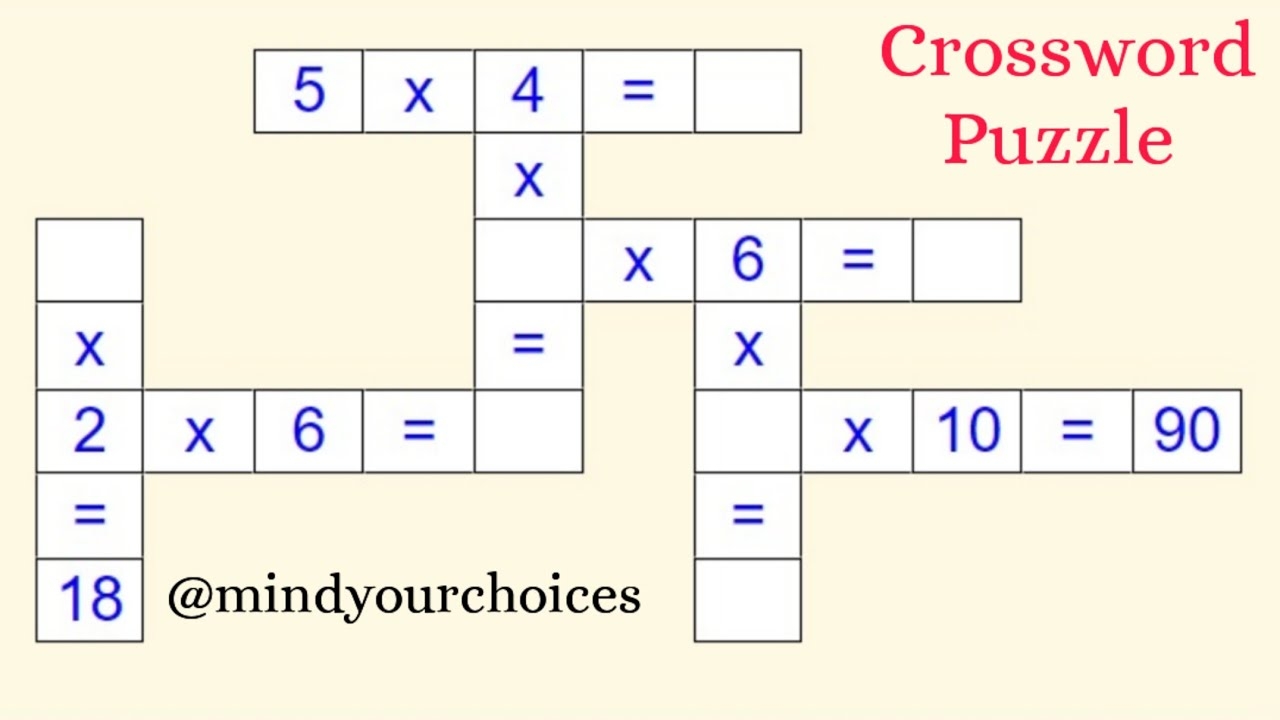 Crossword Puzzle In Maths Maths Crossword Puzzle