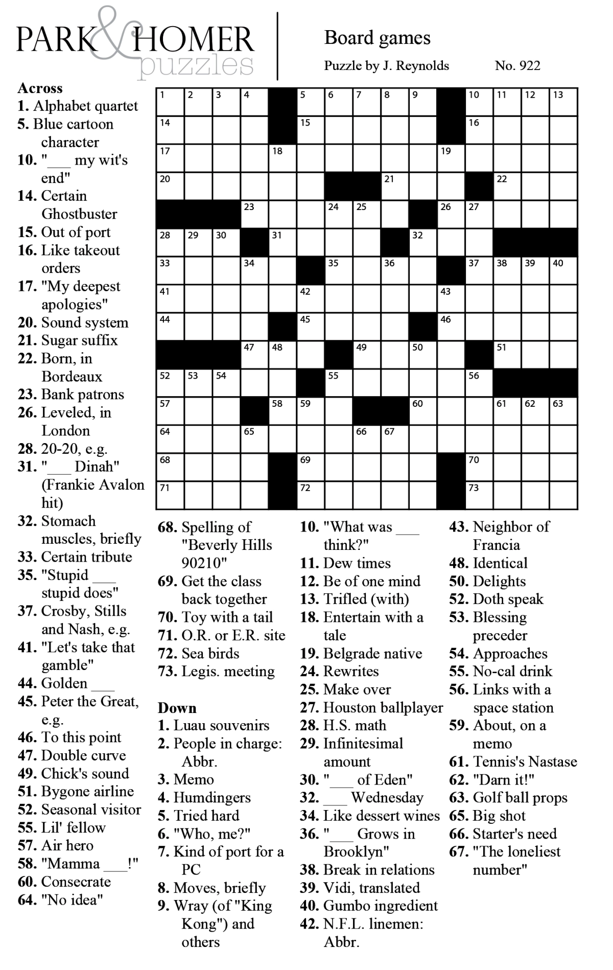 Crossword Puzzle The Austin Chronicle