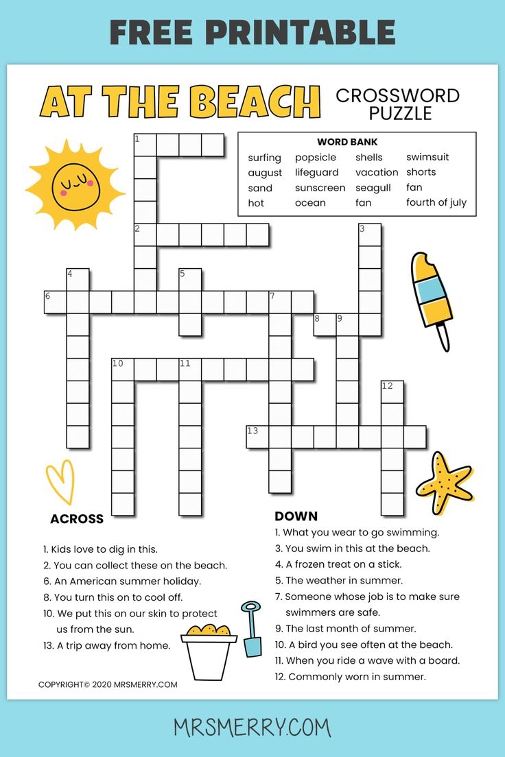5th Grade Crossword Puzzles Free Printable