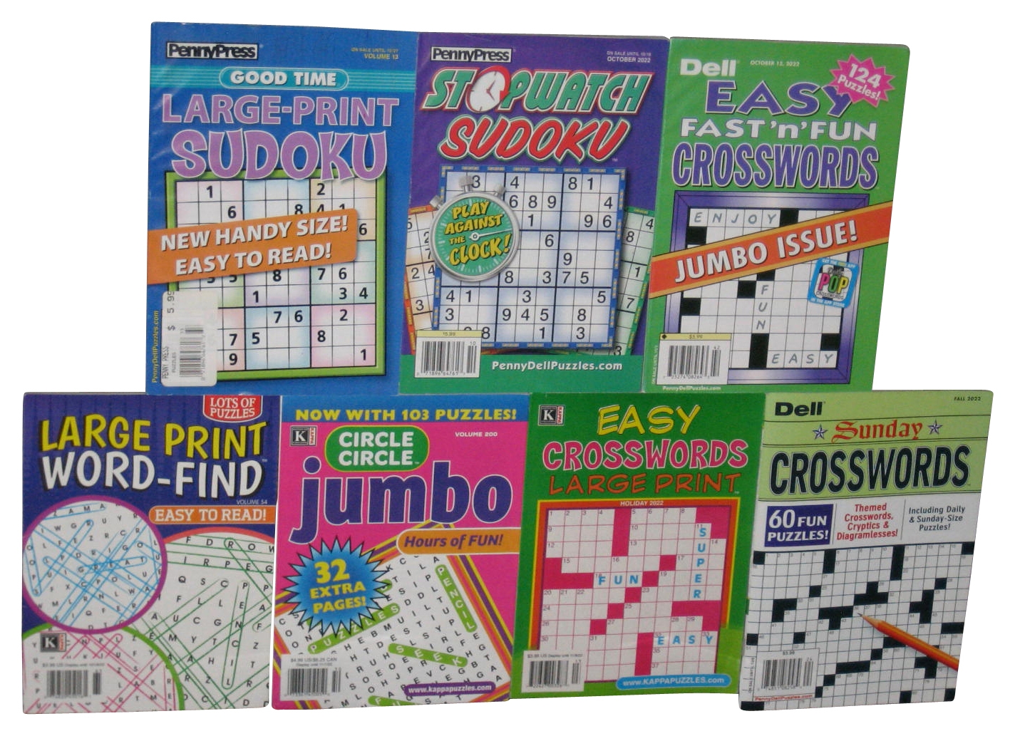 Crossword Puzzles Sodoku Large Print Jumble Circle Book Lot 7 Books 