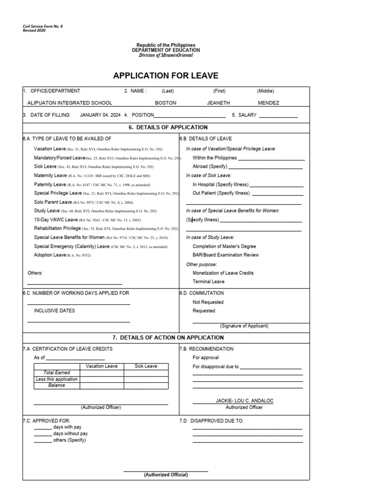 CSC Form Form 6 Revised 2020 PDF
