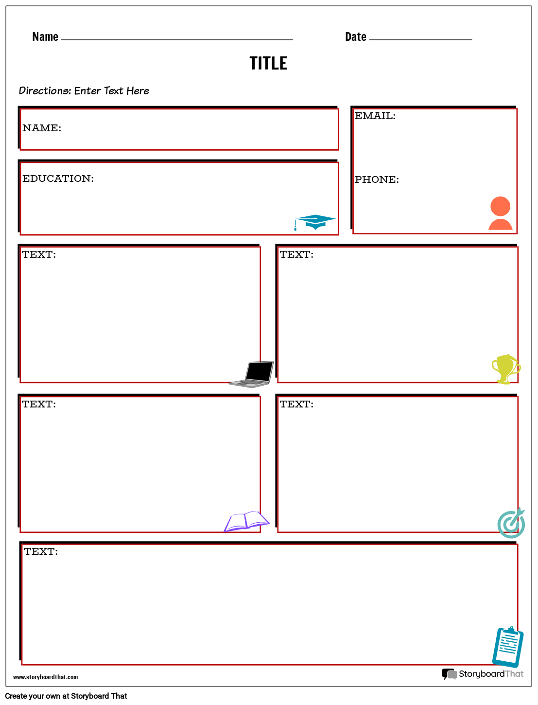 Customizable Resume Builder Template Storyboard