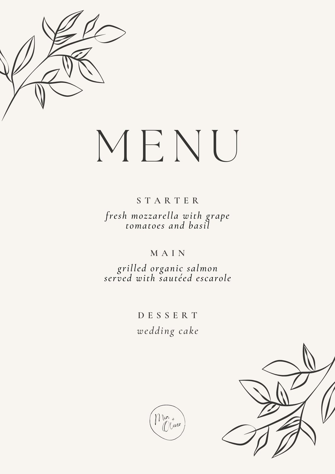 Printable Dinner Menu Template