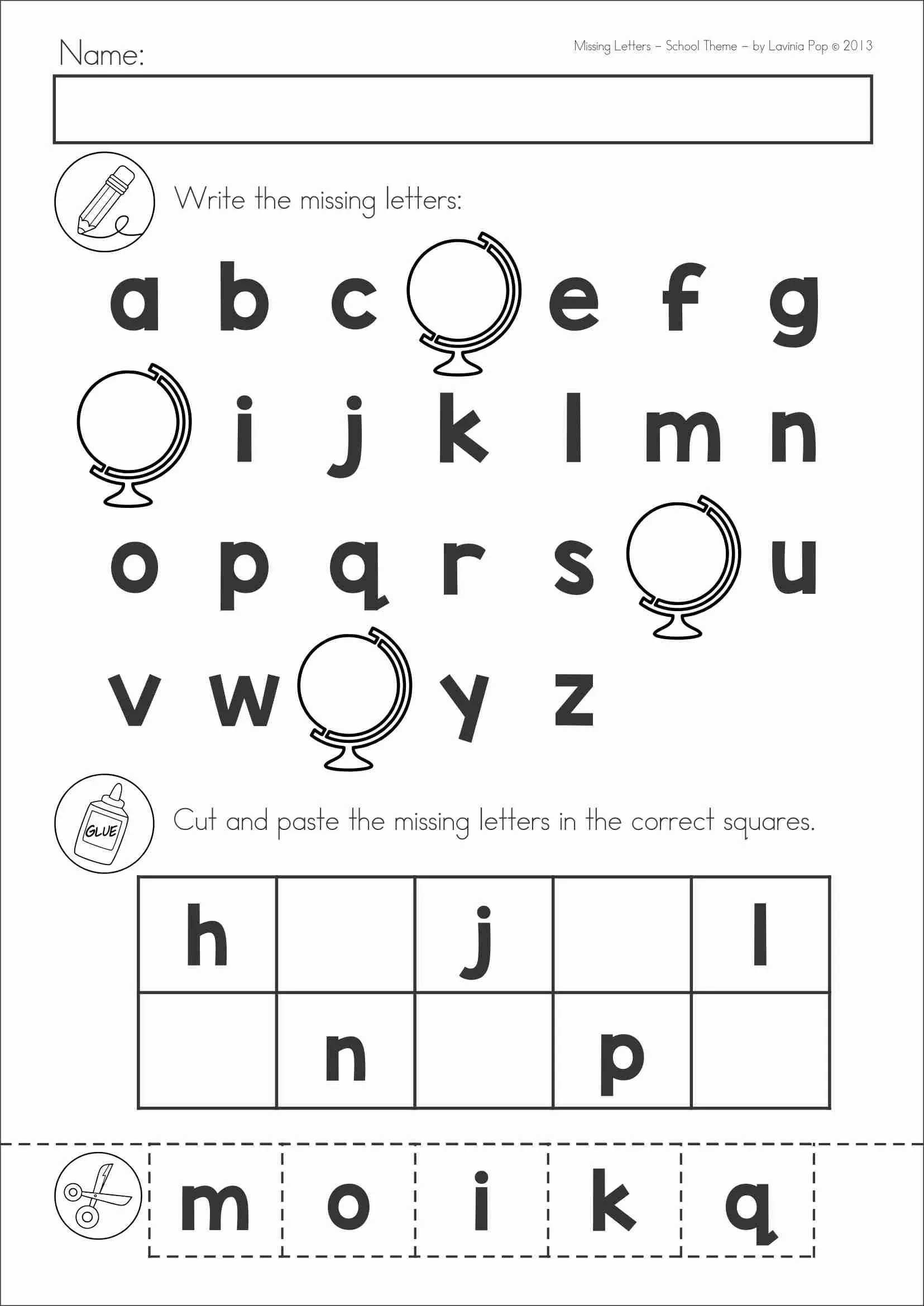 cut and paste alphabet worksheets
