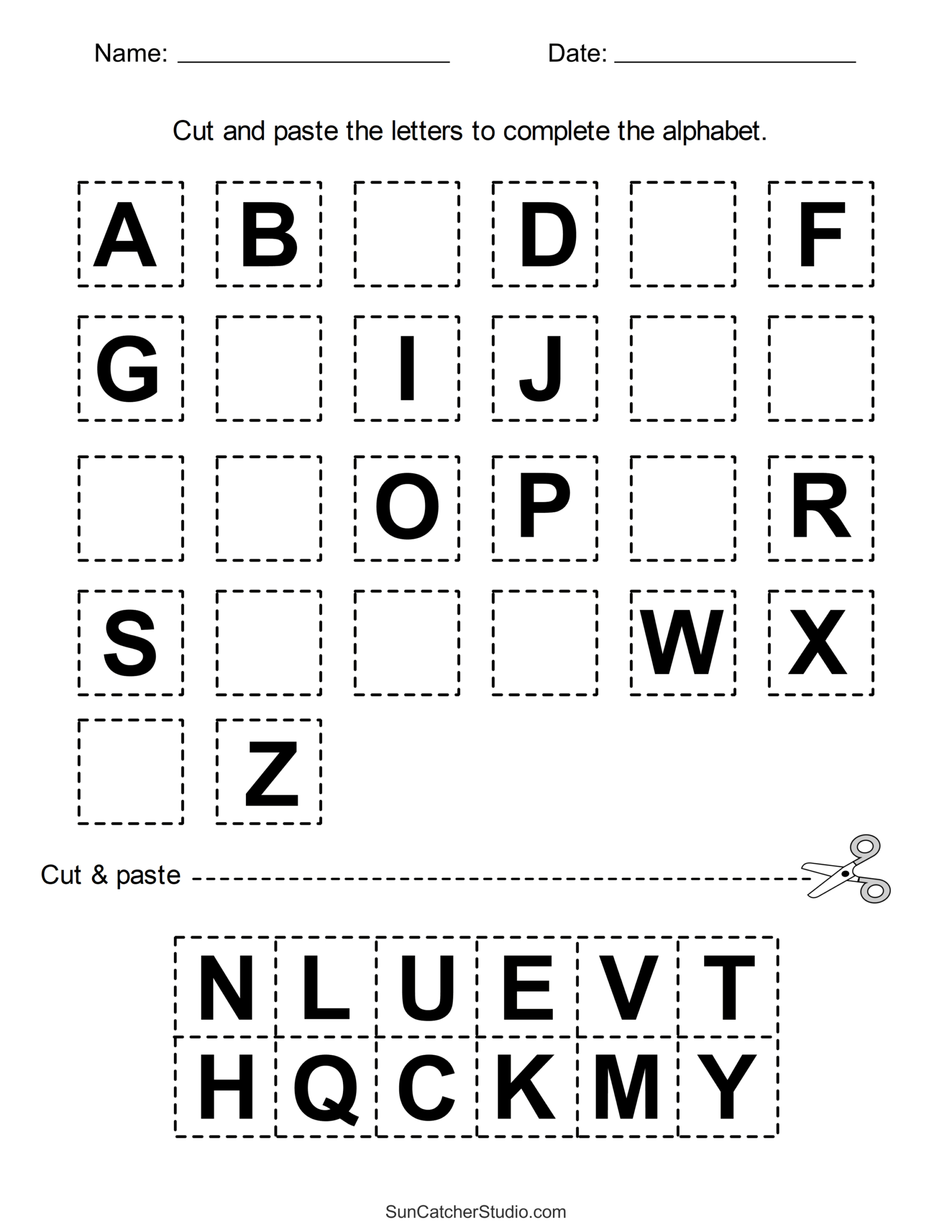 Printable Cut And Paste Alphabet Worksheets