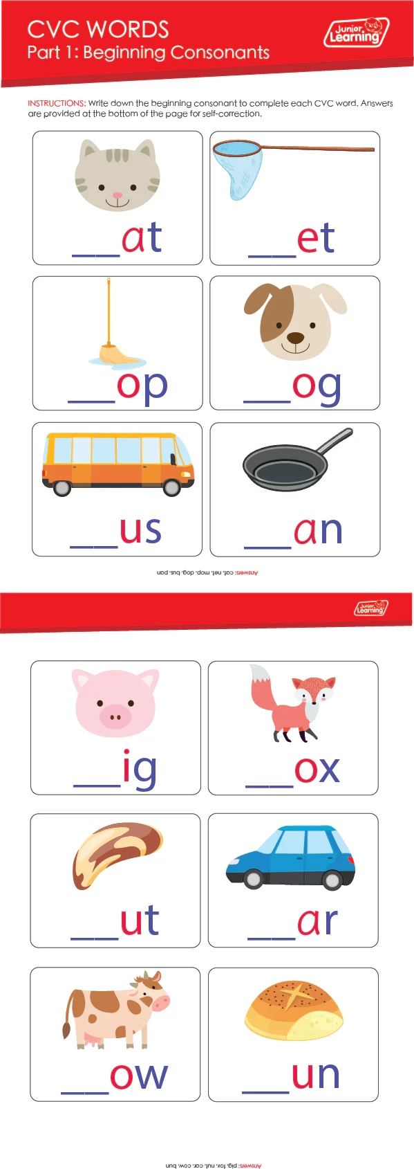 Printable Cvc Words Worksheets