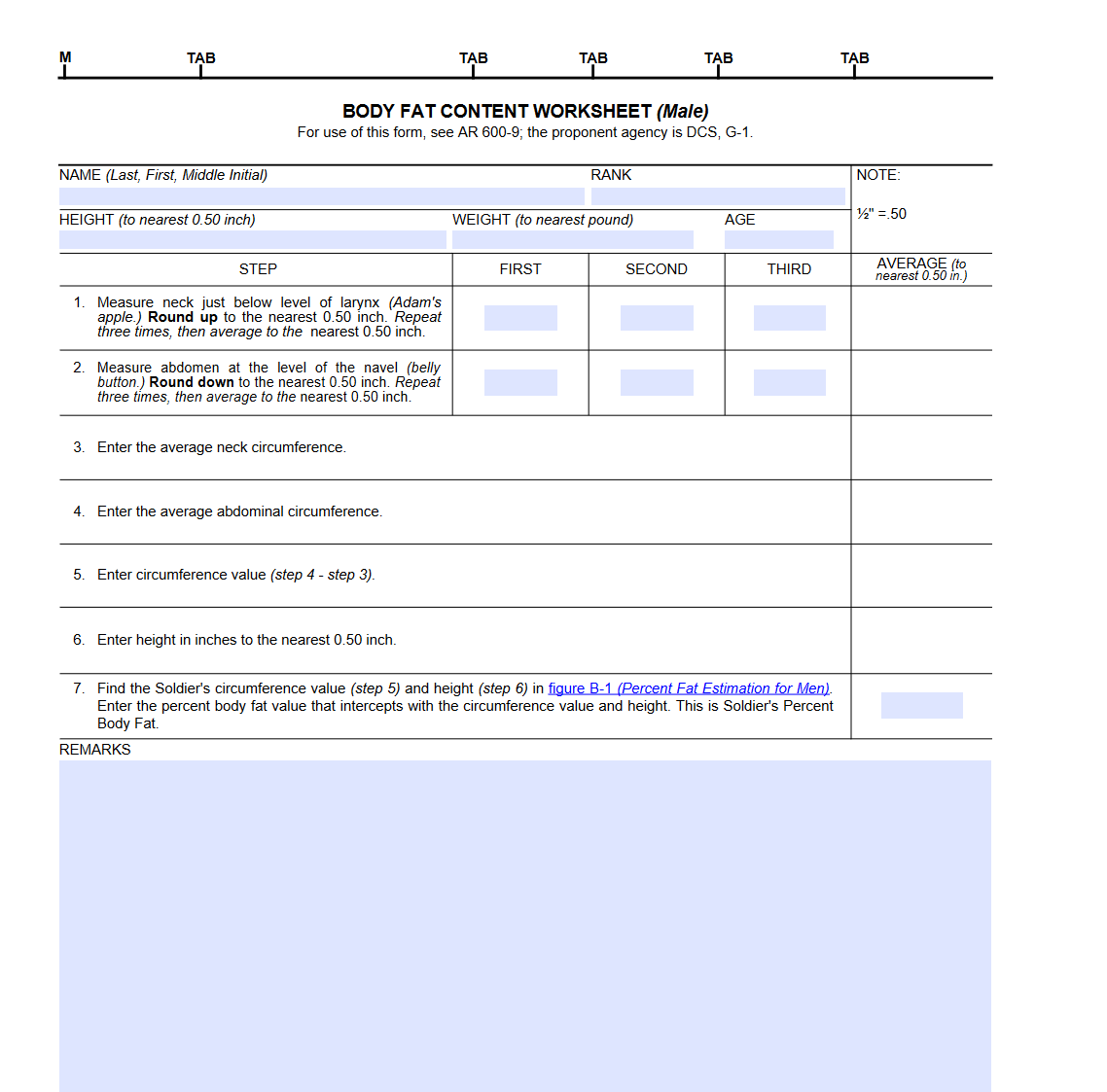 DA Form 5500 Body Fat Content Worksheet Forms Docs 2023 