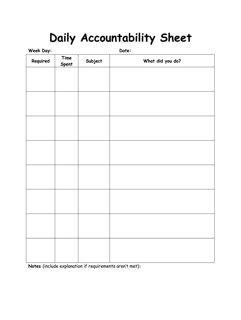Printable Accountability Form Template