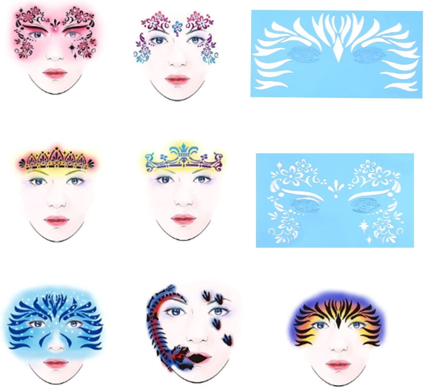 Delaman Face Paint Stencil Reusable Tattoo Painting Template Body 