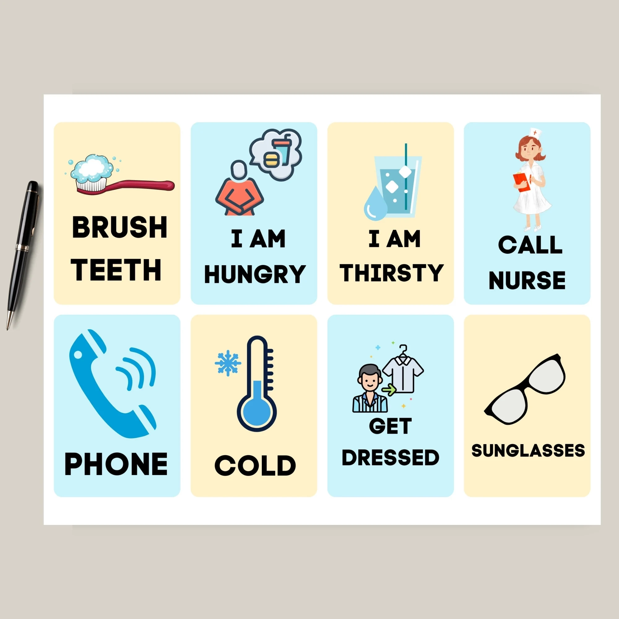 Dementia Care Chart Printable Flash Cards visual Cards memory 