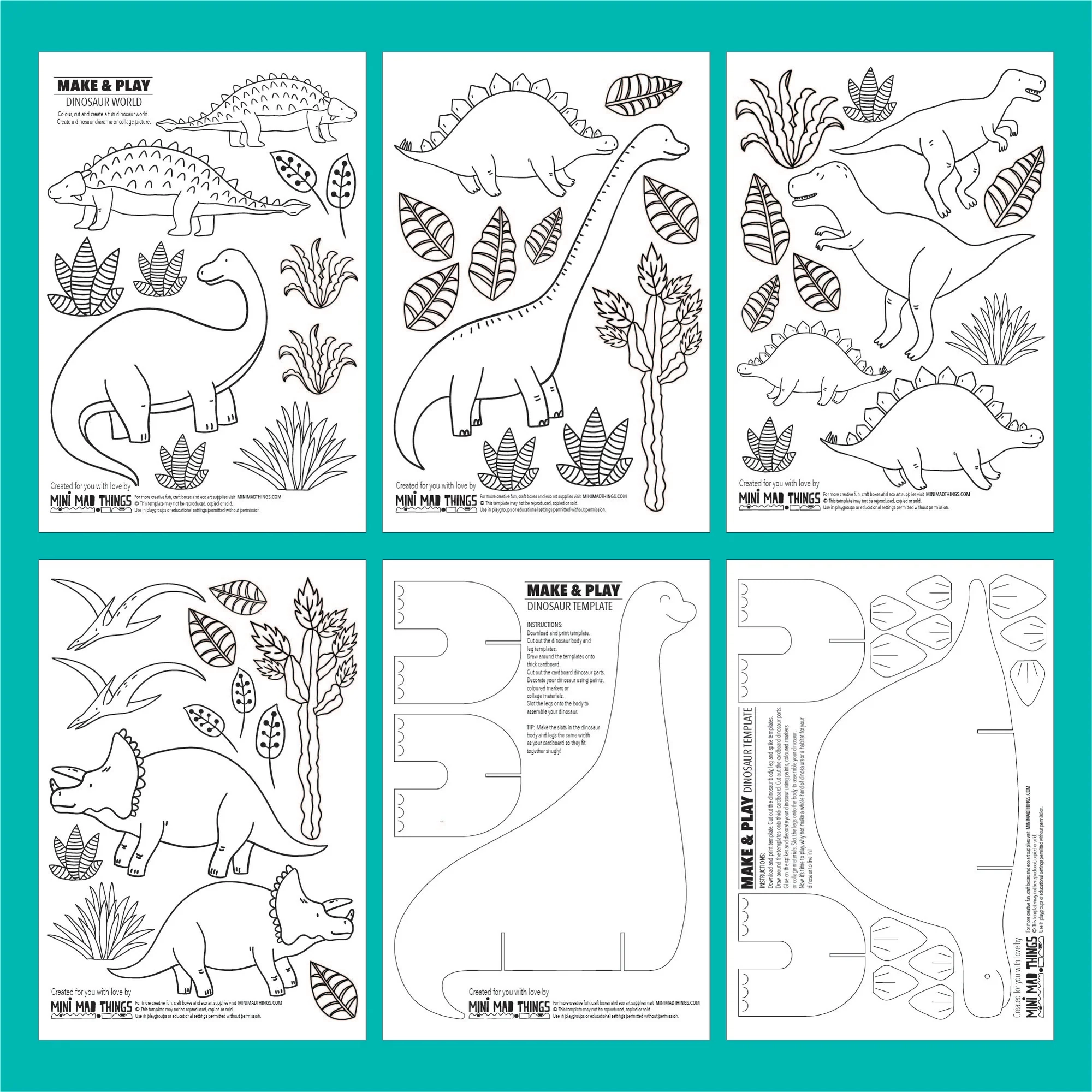 Dinosaurs Printable Activity Sheets Mini Mad Things