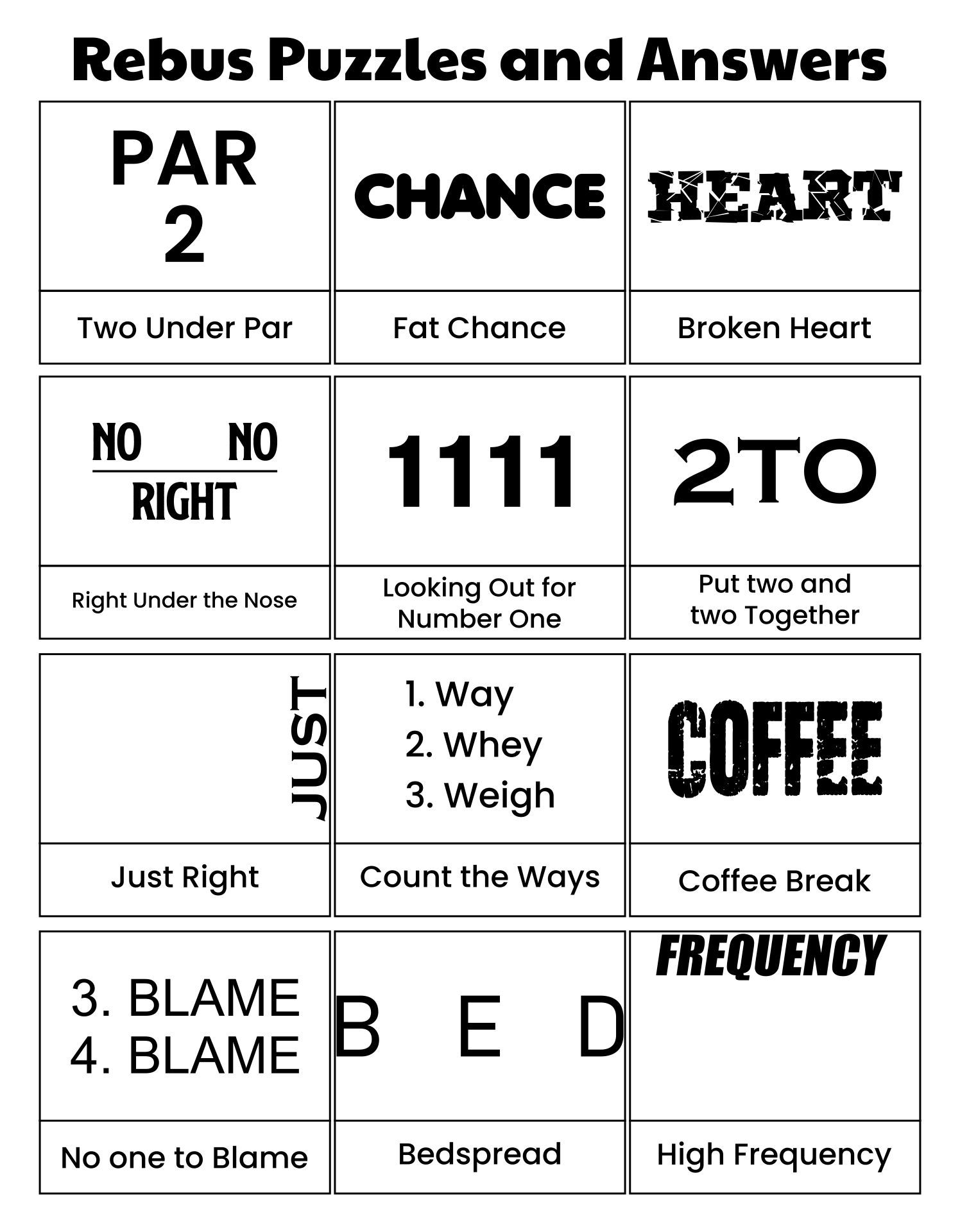 Printable Rebus Puzzles