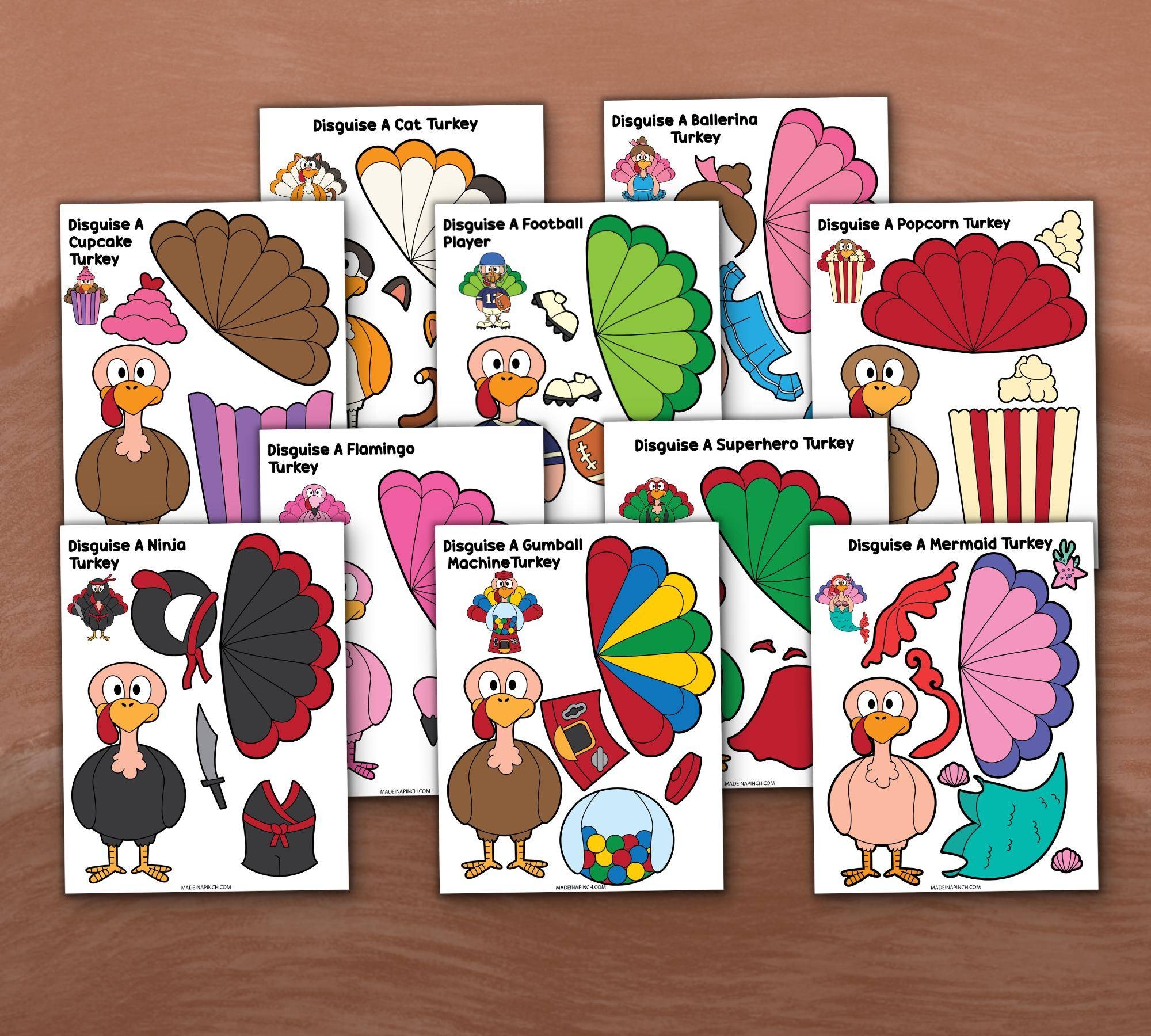 Disguise A Turkey Cut And Color Paper Craft Free Templates 