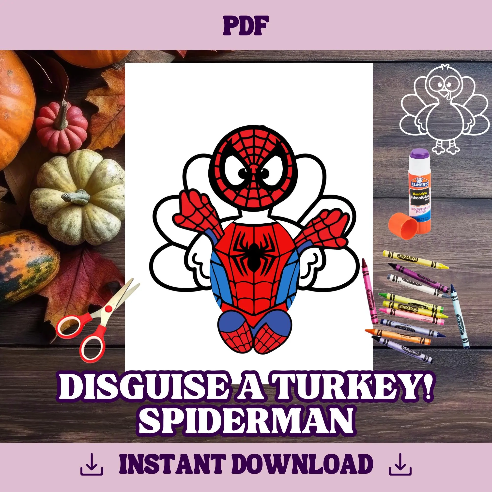 Disguise A Turkey spiderman Template Thanksgiving Craft 