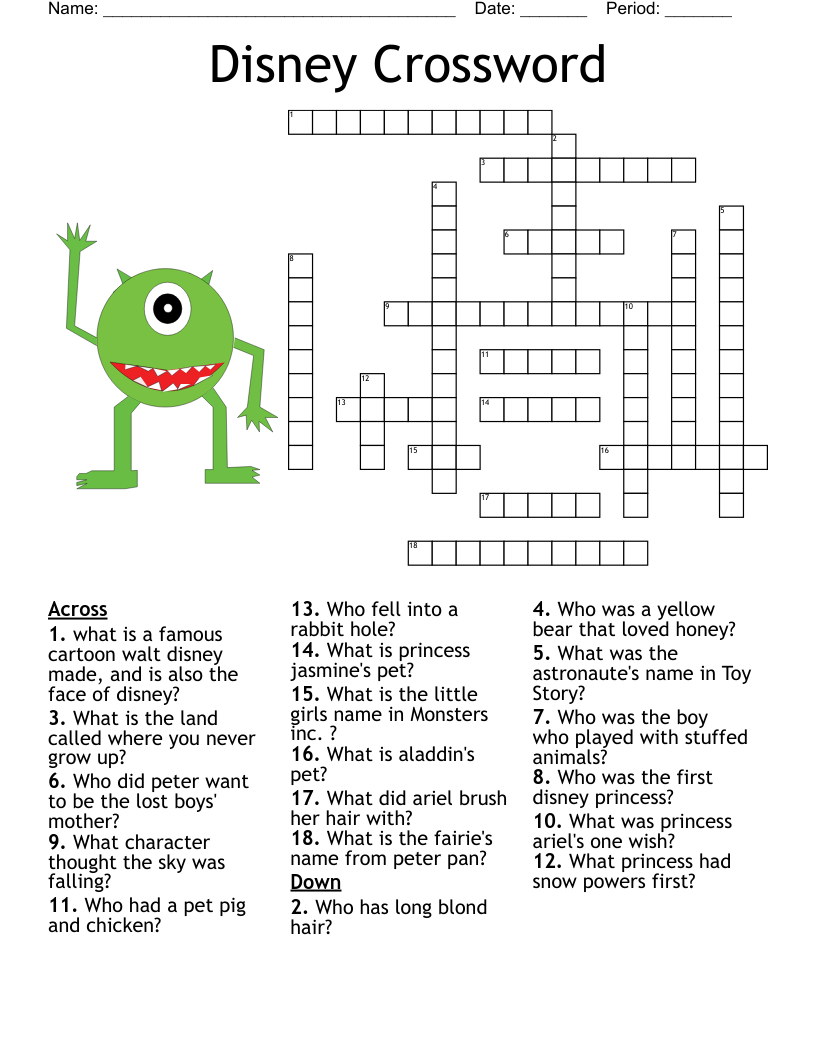 Printable Crossword Puzzles Wash