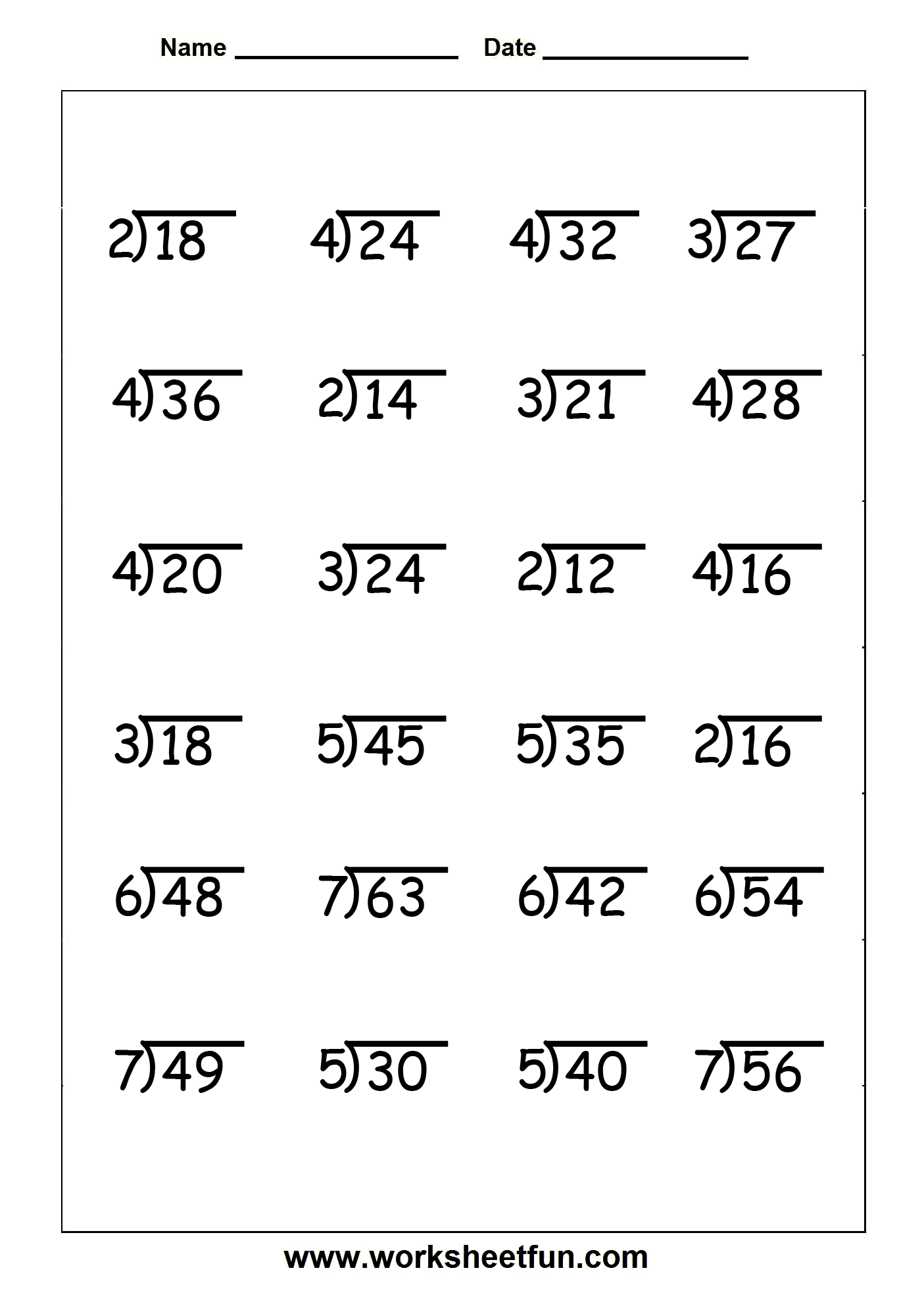 4th Grade Division Worksheets Printable