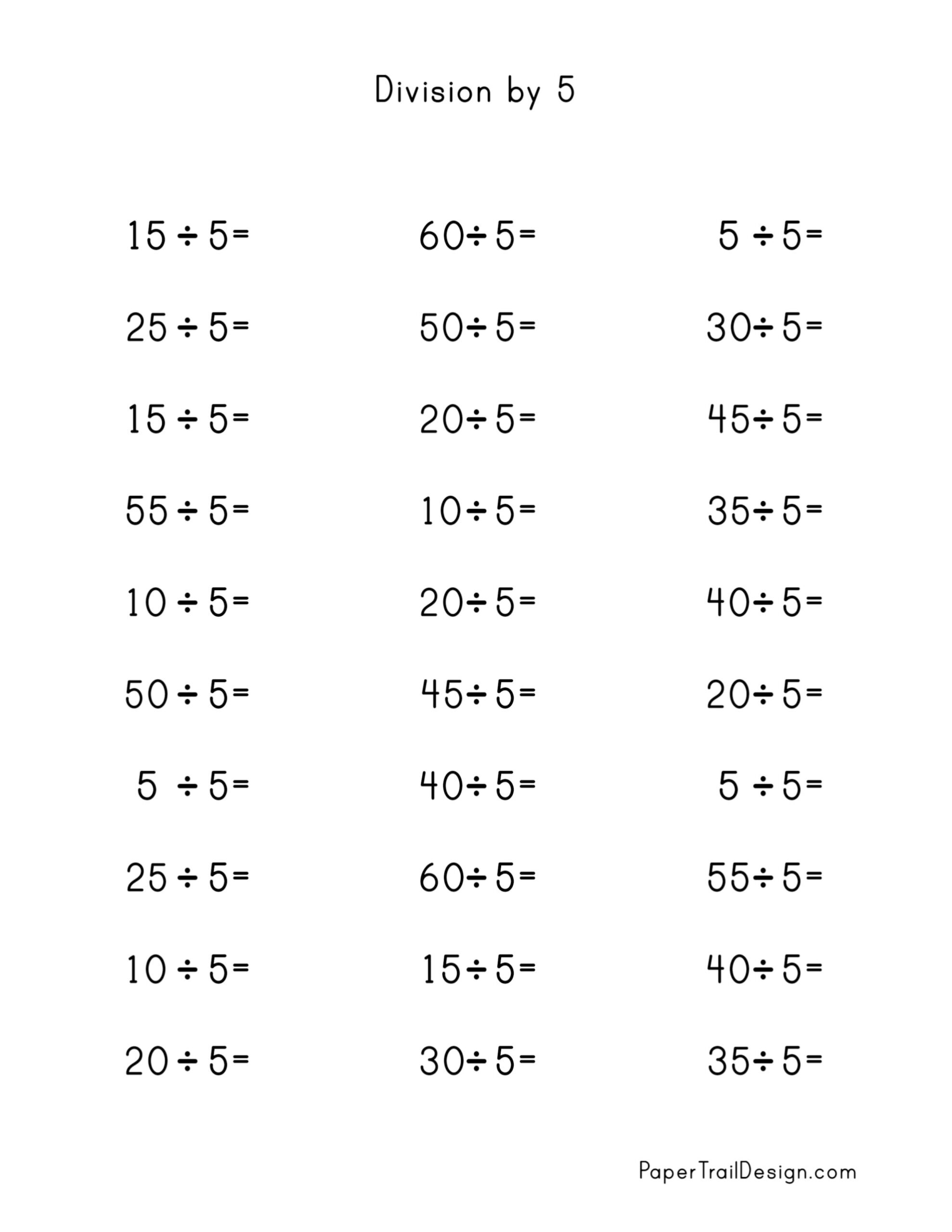 Free Printable 5th Grade Division Worksheets