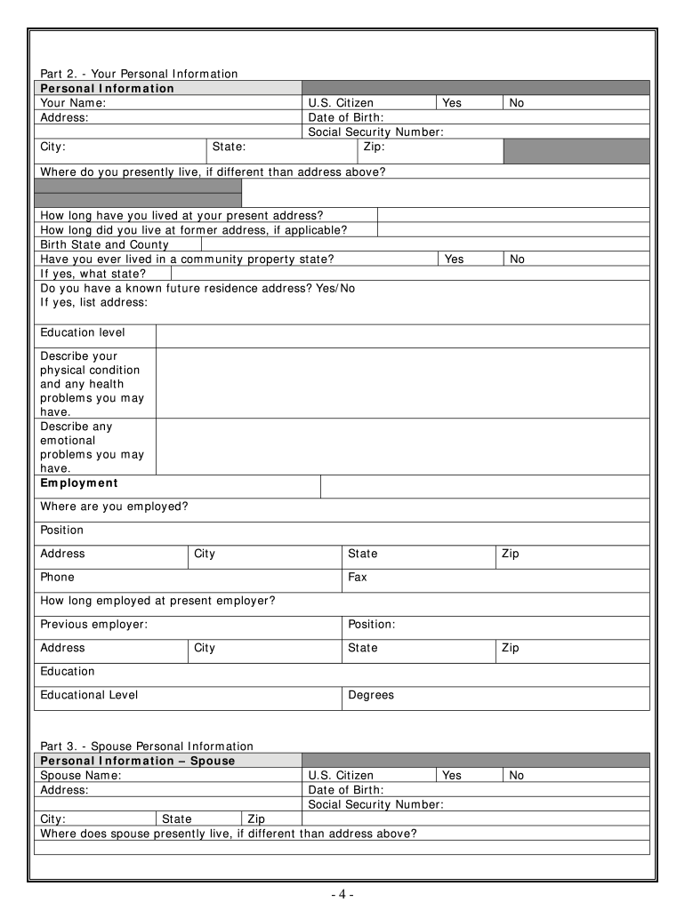 Free Printable Divorce Asset Worksheet