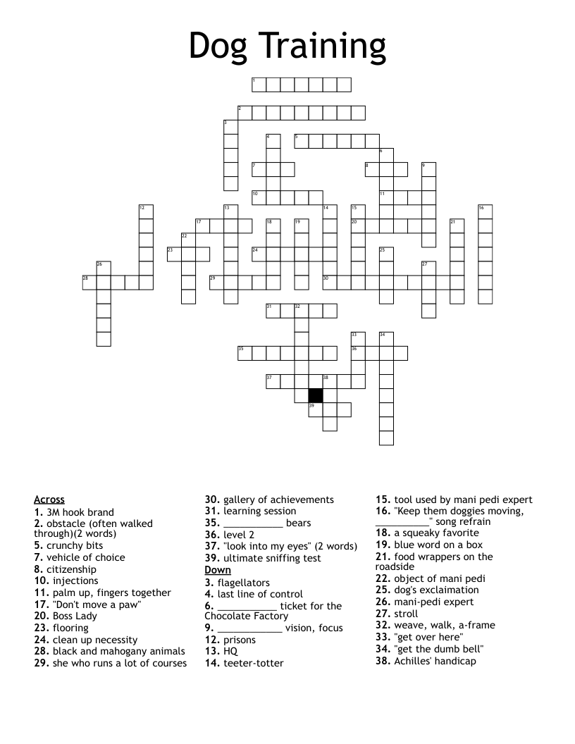 Dog Training Crossword WordMint