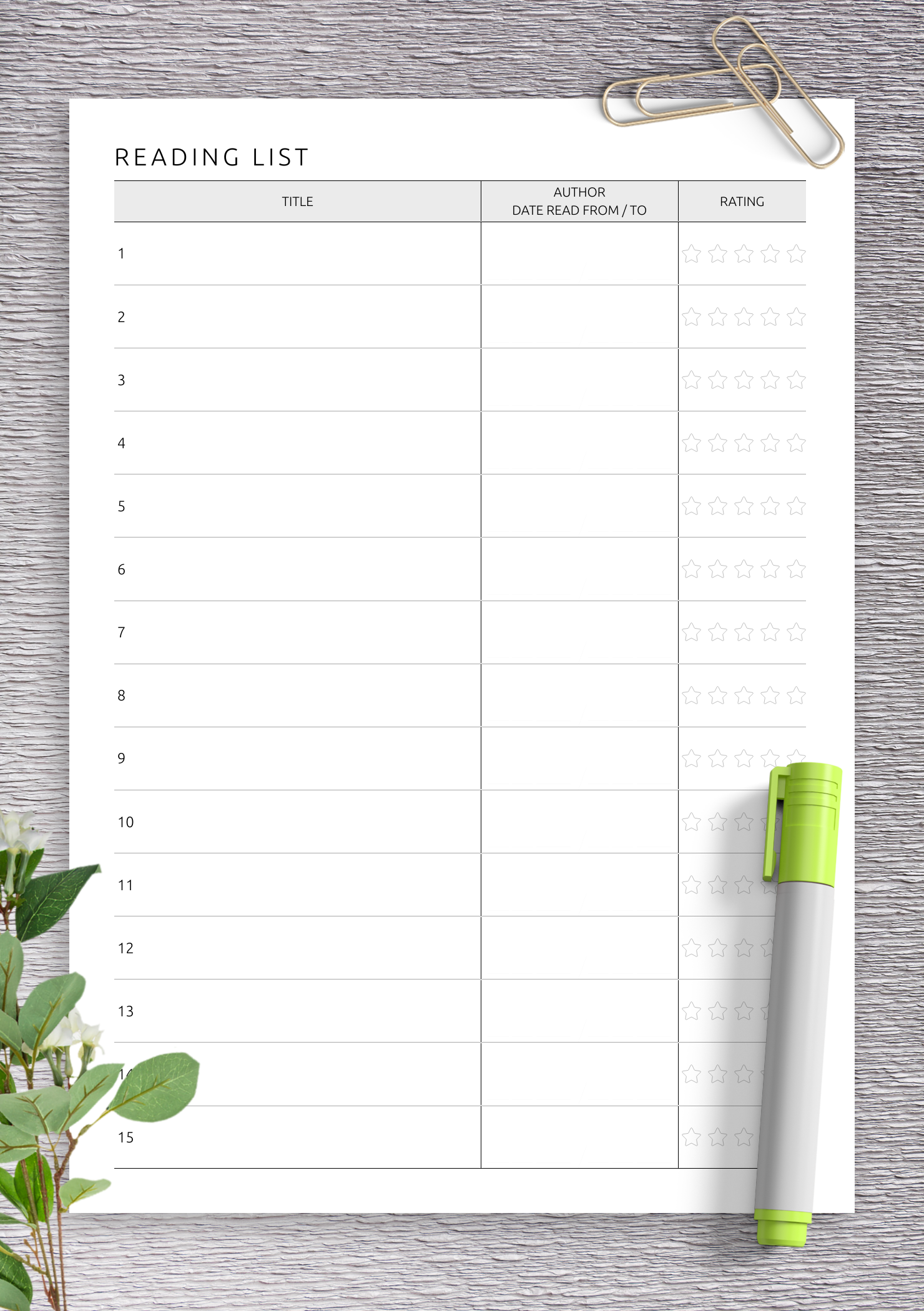 Free Printable Book Template