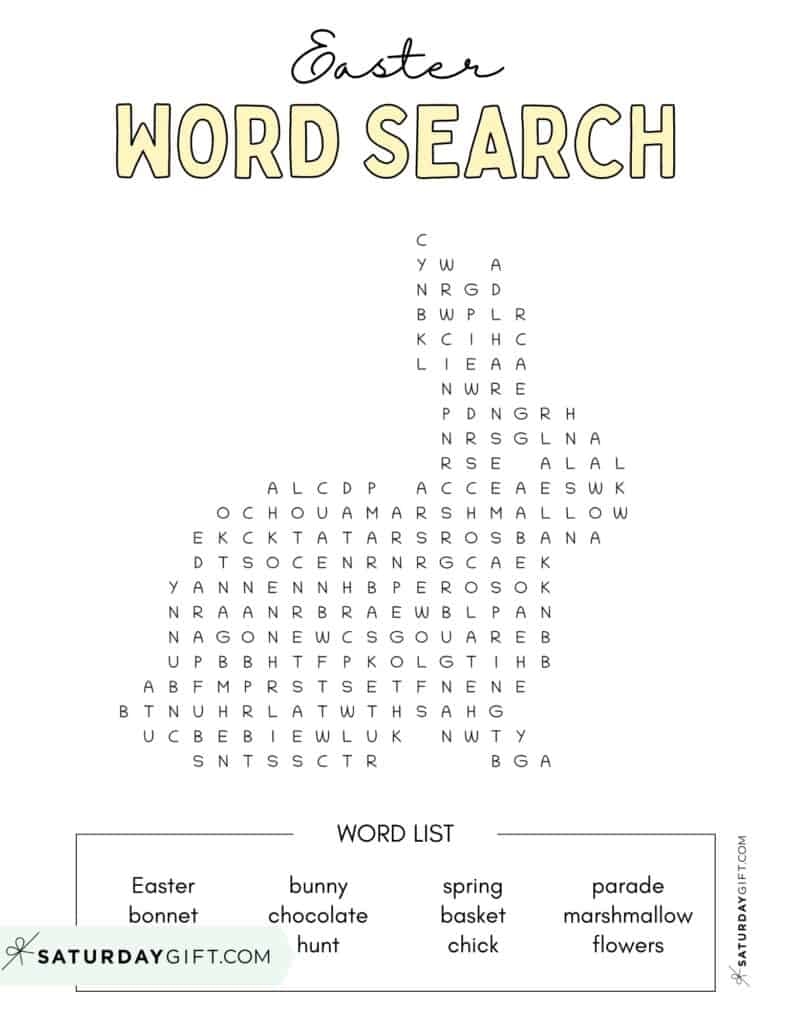 Easter Word Search Cute amp Free Printables SaturdayGift