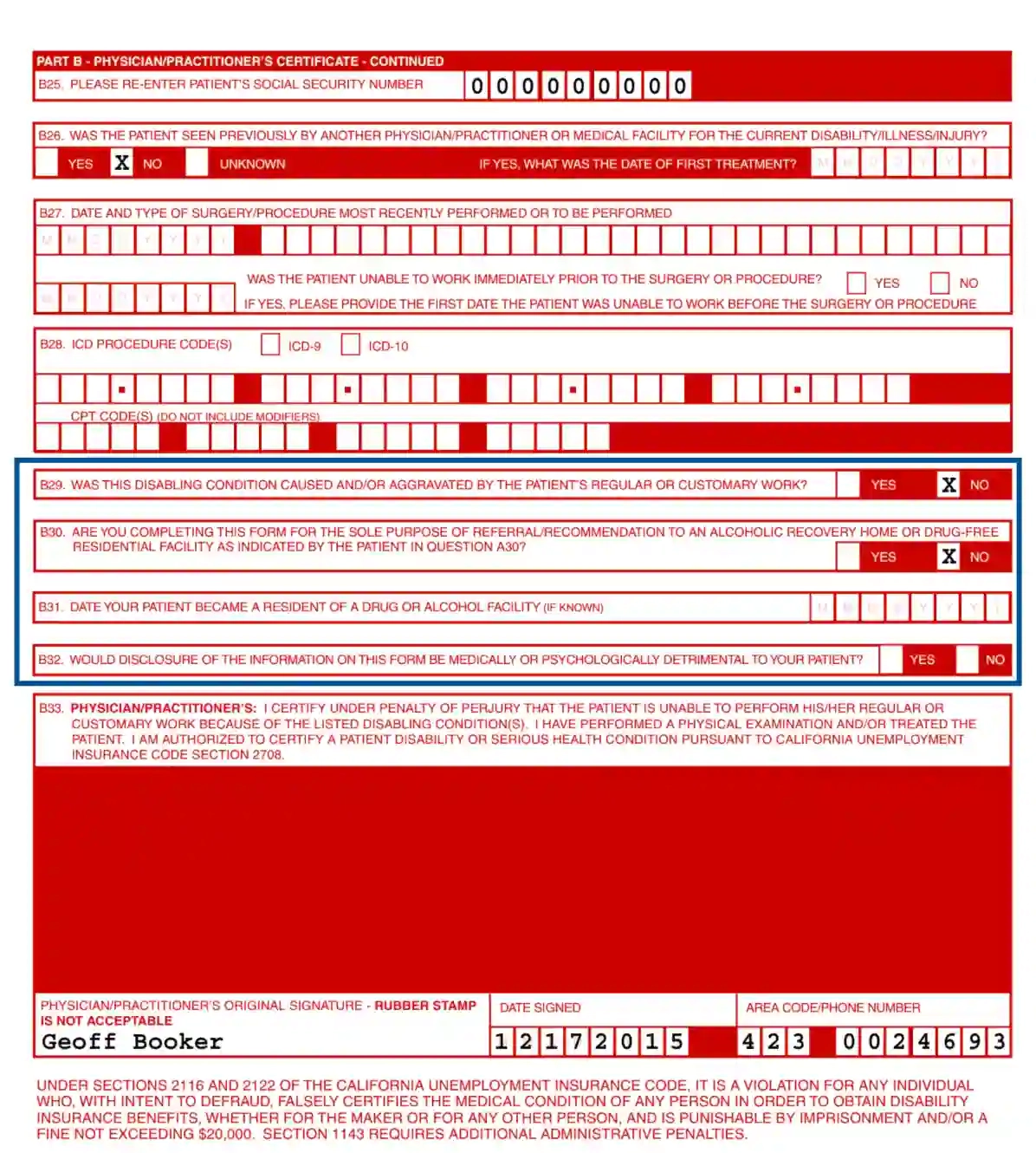 Edd Disability Claim Form De 2501 Printable
