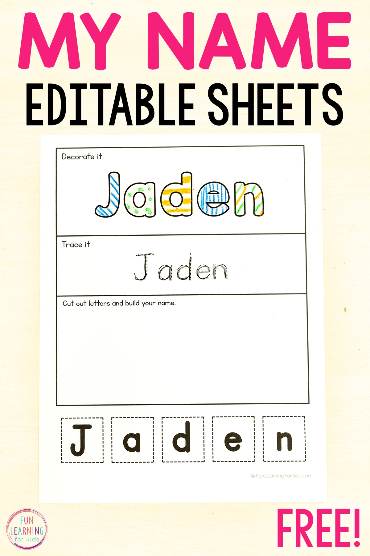 editable cut and paste build your name worksheets