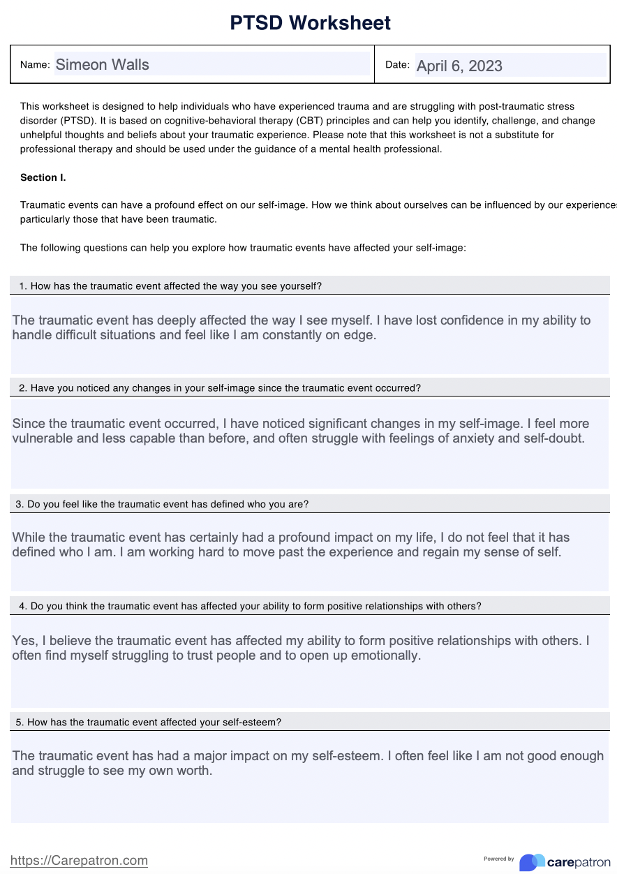 Effective PTSD Worksheets Healing And Recovery Resources