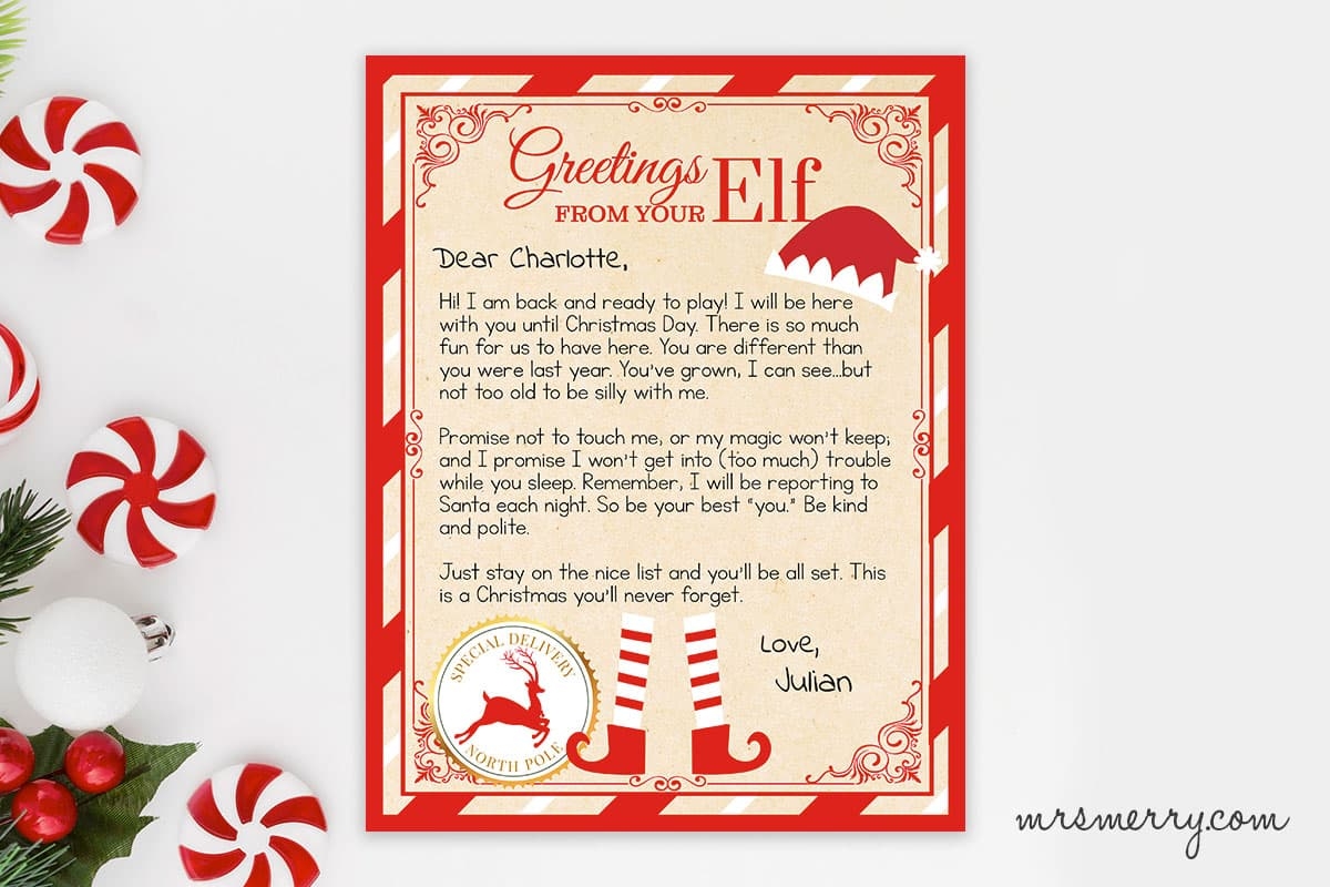 Elf On The Shelf Letter Template Free Printable Word