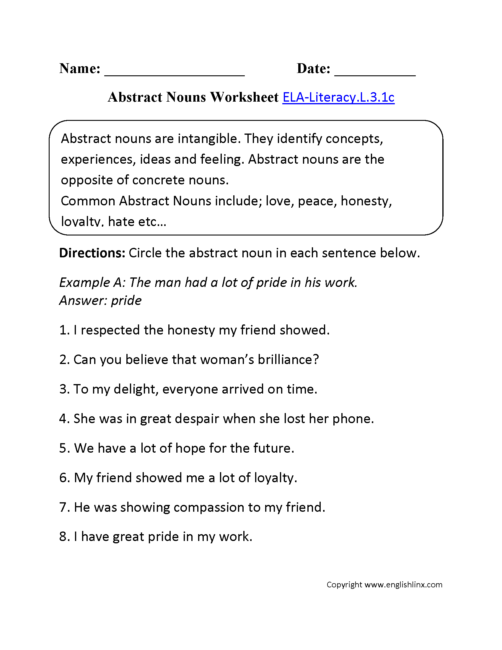 Free Printable 3rd Grade English Worksheets