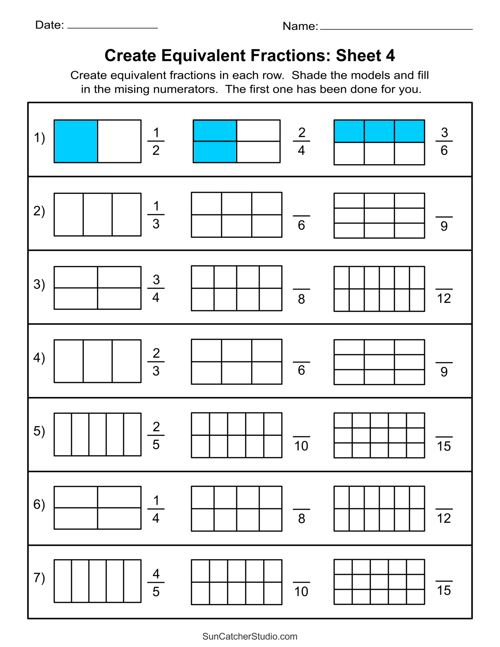 4th Grade Fraction Worksheets Printable