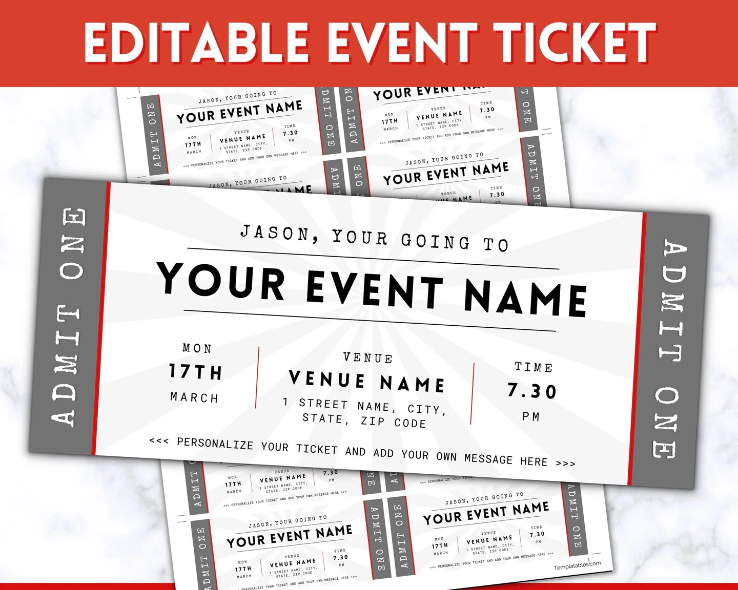 Event Ticket Editable Template Perfect Gift For Special Occasions